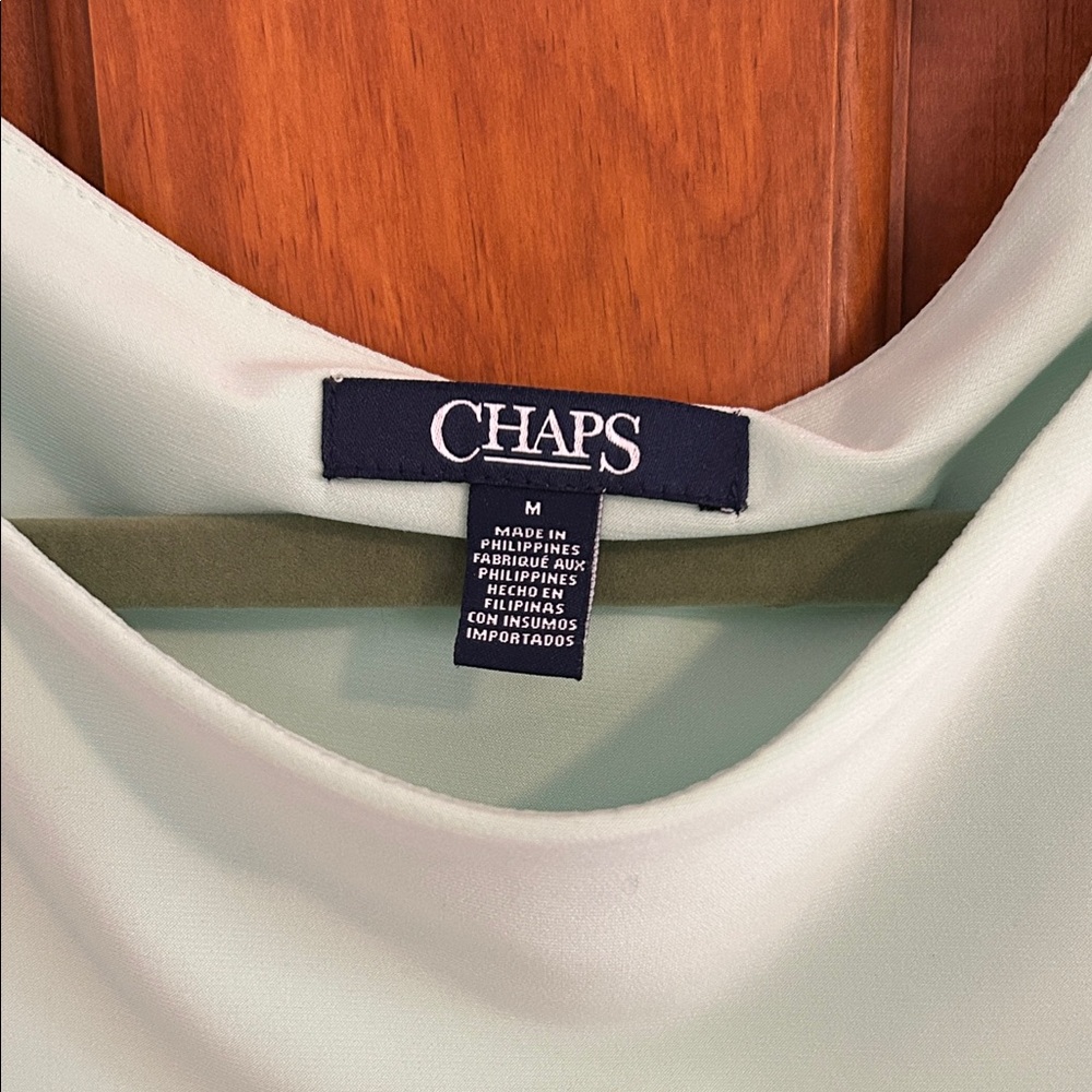 Chaps Two-Tone Sheath Dress Navy and Mint size M with side ruching - Picture 2 of 6